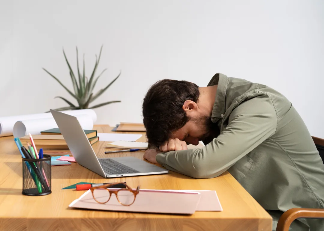 side view man dealing with imposter syndrome 1 jpg - کمردرد هنگام مطالعه، نکات و راهکارها